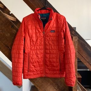 Red/Orange Patagonia nano puff jacket